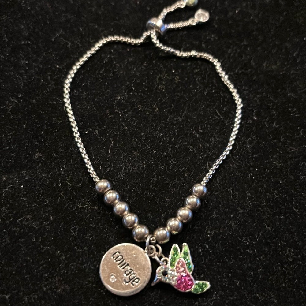 Bolo Bracelet Courage Hummingbird silver tone